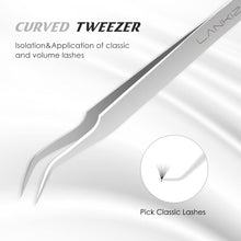 LANKIZ Eyelash Extension Tweezers Set 3 PCS for Volume Lash Extensions,High Precision Stainless Steel Lash Tweezers for Classic Individual Eyelash Extensions-Silver