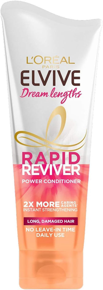 L'Oreal Paris Elvive Dream Lengths Rapid Reviver Power Conditioner, Nourishing & Strengthening Treatment, Enriched with Castor Oil, For Long, Damaged Hair 180ml