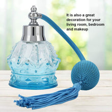 Glass Perfume Bottle Refillable Empty Spray Bottle Vintage Style Perfume Bottle with Tassel 80ml Blue