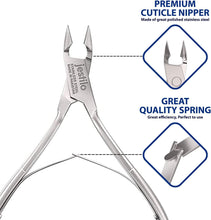 Jestilo Cuticle Remover Tool Set with Cuticle Cutter and Cuticle Pusher - Stainless Steel Professional Cuticle Nipper and Pusher Nail Care Tools for Salon and Level Mani-Pedi at Home - Silver (Silver)