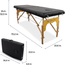 Mobiclinic, Massage Table, CM-01 Basic, Massage Bed, Headrest, Wood, 2 Section, For physiotherapy, European Brand, Adjustable Height, 73x23 inches, Portable, Black