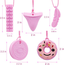 GNAWRISHING Chew Necklaces for Sensory Kids 5 Pcs Pink Sensory Chewy Toys for Autism Girls and Boys, ADHD Toddler, Adult