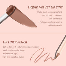 Boobeen Liquid Matte Lipstick and Lip Line Pencil Set, Nude Red Lip Makeup Longwear Waterproof Lipliner Pens & Velvet Lip Stain Lip Gloss Smooth Matte Lip Color Make Up Gift Set