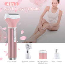 Mcbazel Cordless Electric Lady Shaver, Facial Epilators for Woman, 4 in 1 USB Rechargeable Hair Remover for Face & Body Hair Removal,Eyebrow Trimmer,Armpit, Bikini and Leg - Pink