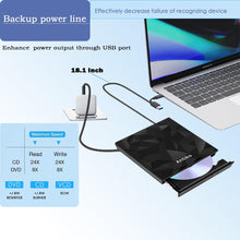 Antika External CD DVD Drive TypeC USB 3.0 Extended Cable Backup Power Line Portable DVD Player CD/DVD +/-RW Burner Reader for Laptop Desktop PC Apple Mac Macbook Pro Windows 11/10/8/7 / XP Linux OS