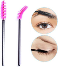 50 PCS Disposable Eyelash Brushes Mascara Wands Eye Lash Eyebrow Applicator Cosmetic Makeup Brush Tool Kits (black-rose)