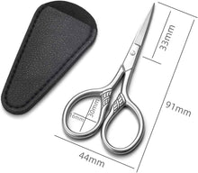 2 Pcs Small Embroidery Scissors Stainless Steel Round Ended Scissors Sewing Sharp Scissors Beard Eyebrow Facial Baby Dog Hair Cut Trimming with PU Case