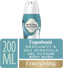 Imperial Leather Foamburst Energising Body Wash, Bergamot & Sea Minerals, Luxurious Foam Lather, Gentle Skin Care, Bulk Buy, Pack of 6 x 200ml