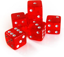19mm D6 Six-Sided Gaming Transparent Casino Dice (Red Square, 5pcs)
