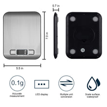 Digital Kitchen Scales, 5 kg Electronic Cooking Scales, Stylish Ultra-Thin Food Scales, Electronic Cooking Scales For Home And Kitchen With Lcd Display and Tare Function. (Silver-5kg)