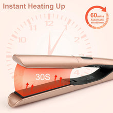 Hair Straighteners for Women 2 in 1 Hair Straightener and Curler Ceramic Plates Flat Iron with Adjustable Temperature LCD Display Straightening Styling Tool for Long Short Thick Hair (Rose Gold)