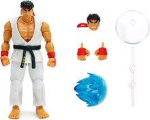 Jada - Street Fighter II Ryu, Articulated Figure 15 cm, with Interchangeable Hands and Head, Accessories and 20 Articulated Points (253252025), White