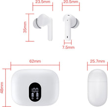 Btootos Wireless Earbuds, Bluetooth 5.3 Headphones In Ear with 4 ENC Noise Cancelling Mic, 2023 New Bluetooth Earphones Mini Deep Bass Stereo Sound, 36H Playtime LED Display Wireless Earbuds White