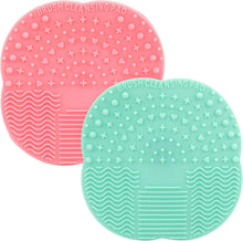 G2PLUS Make up Brush Cleaning Pads - 2PCS Silicone Brush Cleaners - 10cm Brush Cleaning Mats - Hand Held Make up Brush Cleaners for Cleaning Make up Brushes