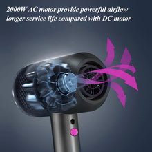 HappyGoo Professional Hair Dryer 2000W Powerful AC Motor Quick Drying Ionic Hairdryer with 2 Speed 3 Heat Setting, Cool Shot Button with 1 Diffuser & 2 Concentrator for Multi Women Man Hairstyles