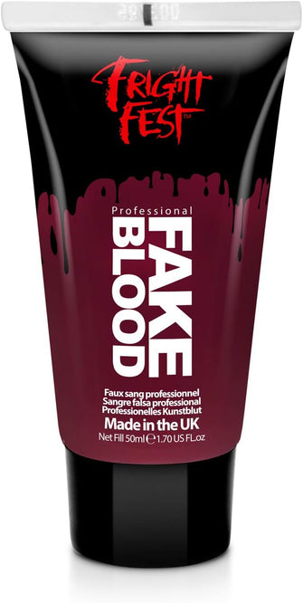 Fake Blood Gel 50ml by Fright Fest Red Fake Blood  SFX makeup looks great with face blood, liquid latex