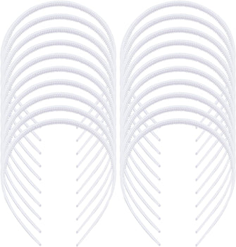 20 Pack White Plain Blank 1CM Slim Thin Hard plastic Headband Hairband Elastic Hair Hoop Holder Clasp Tiara Crown Headpiece Crafting DIY Accessories for Women Girl