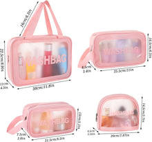 4 Pcs Clear Toiletry Bag, Waterproof Clear Plastic Cosmetic Makeup Bags Transparent Travel Wash Bag for Women and Girls (Pink)