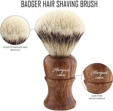 Haryali London Silver Tip Badger Hair Bristles Mens Shaving Brush with Wood Handle for Clean Shave Perfect New Year Gift for Men