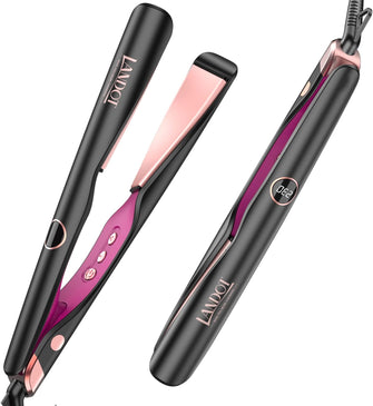 LANDOT Hair Straighteners and Curlers 2 in 1, Twist Flat Curling Iron Pro Multi-Styler for Curl/Wave/Straighten Hair