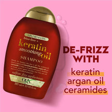 OGX Anti Frizz Keratin Smoothing Oil 5 in 1 Sulfate Free Hair Shampoo, 385ml