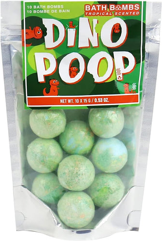 Gift Republic Dino Dinosaur Poop Bath Bombs 10-Pack Tropical Scent 150 Gram, Multicoloured