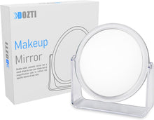 DOZTI Magnifying Makeup Mirror Two Sided bathroom shaving Mirror 360 Rotating Table vanity cosmetic dressing table circle mirror for styling hair beauty or plucking eyebrow