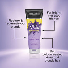 John Frieda Violet Crush for Blondes Toning Conditioner for Blonde Hair, Purple Conditioner for Blondes 75 ml