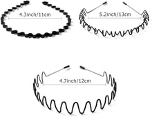 3 Pack Metal Hair Band - Non-Slip and Durable Wavy Headband - Metal Headbands for Women and Men - Black Metal Spring Wavy Hairband - Hair Hoop for Outdoor Sports, Weddings and Daily Wear