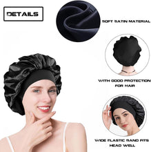 Hair Bonnet for Sleeping Wide Band Satin Bonnet, 3 Pcs Silk Bonnet Night Sleep Cap Silk Bonnet for Women Girls, Hat Elastic Hat Hair Bonnet for Night Sleep Curly Hair Protection(Diameter 12 In)