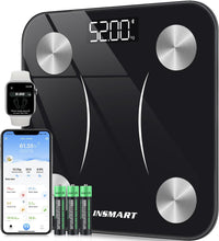 Bluetooth Body Fat Scales, INSMART Smart Digital Bathroom Weight Weighing Scales for Body Composition Analyzer with Smart APP, Body Composition Fitbit Scales for Fitness (ST/LB/KG) (Black)