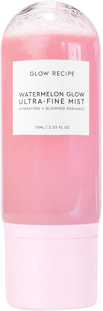 Glow Recipe Watermelon Glow Ultra-Fine Face Mist - Hyaluronic Acid Spray Moisturiser for Fresh, Glowing Skin - Hydrating Face Mist with Hibiscus AHA + Vitamin E - Glowing Skin Face Spray (75ml/2.5 oz)