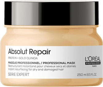 LOral Professionnel Mask, With Protein And Gold Quinoa for Medium-Thick Dry And Damaged Hair, Serie Expert Absolut Repair, 250 ml