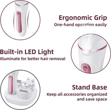 Mcbazel Cordless Epilators for Women, 5 in 1 USB Rechargeable Hair Remover,Electric Lady Shaver with Facial Cleansing/Massage Head/Callus Remover Fit for Face,Legs,Arms,Armpit,Bikini