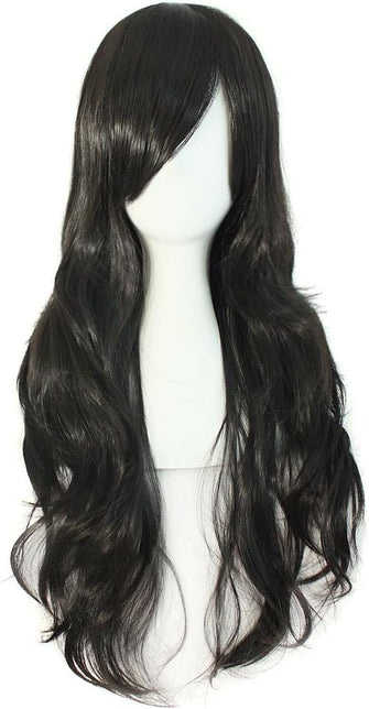 MapofBeauty 28" 70cm Long Curly Hair Ends Costume Cosplay Wig (Black)