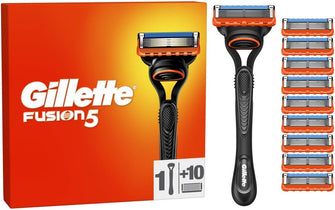 Gillette Fusion5 Men's Razor + 10 Razor Blade Refills with Precision Trimmer, 5 Anti-Friction Razor Blades