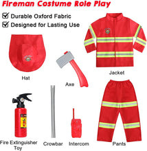 LOYO Kids Role Play Halloween Costumes, Fireman Costume with Firefighter Outfit Toys Accessories for Children
