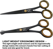 CT 4.5" Small Hair Scissors Set - Moustache & Beard Trimming for Men, Precise Facial Ear Nose Pubic Haircutting Round Tip Scissors for Baby Kids (Small Trimming Scissors Set)