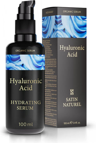 Hyaluronic Acid Serum for Face 100ml, Face Serum Skincare for a Rejuvenated Skin - Collagen Serum for Face with Organic Aloe Vera for Sensitive Skin - Vegan Skin Care by Satin Naturel