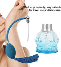 Glass Perfume Bottle Refillable Empty Spray Bottle Vintage Style Perfume Bottle with Tassel 80ml Blue