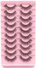 JEEZ Eyelashes Fluffy Wispy Curly 3D Fake Lashes Natural Volume Strip Fake Eye Lashes 10 Pairs Pack 15MM