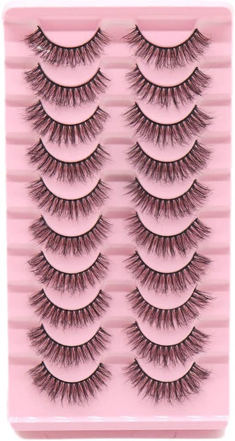 JEEZ Eyelashes Fluffy Wispy Curly 3D Fake Lashes Natural Volume Strip Fake Eye Lashes 10 Pairs Pack 15MM