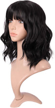 MapofBeauty 14 Inch/35cm Fresh Flat Bangs Short Curly Hair Ordinary Wig (Black)