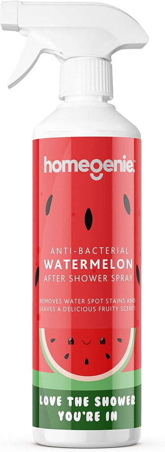 HomeGenie Anti-Bacterial After Shower Daily Cleaner  Spray and Leave  Fresh Watermelon Fragrance  500ml, Clear