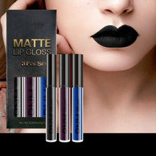 3Pcs Matte Lip Gloss Set, Matte Liquid Lipstick Set, Lip Stain Black lipstick Long-Lasting Waterproof Lipgloss, Gothic Makeup Gift Lipsticks Set (07)