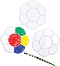 Baker Ross AF994 Flower Paint Plastic Palettes with 7 Wells for Painting and Children's Arts and Crafts Projects (Pack of 3), White, 17cm