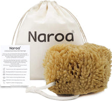 Naroa Unbleached Grass Sea Sponge Natural Exfoliating  Body Puff for Adults Shower and Bath Mediterranean Scrub with Rope
