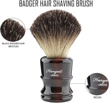 Haryali London Mens Shaving Brush with Pure Black Badger Hair Brush with Resin Handle for Beard, Mustache and Facial Hair Wet Shave