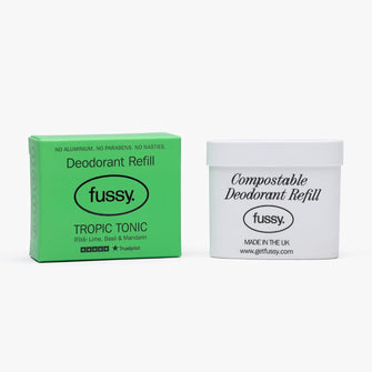 Fussy - Natural Deodorant Refill - Aluminium Free - Lime Scent - 24 Hour Protection - 100% Effective - Tropic Tonic - Lime, Basil & Mandarin - Vegan & Cruelty Free