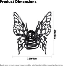 Butterfly Hair Claw Clips Metal Big Hair Clips Nonslip Large Hair Clips Barrette Strong Hold Hair Claws Butterfly Hollow Jaw Hair Catch Hair Accessories for Women and Girls Thin Thick Hair (Black)